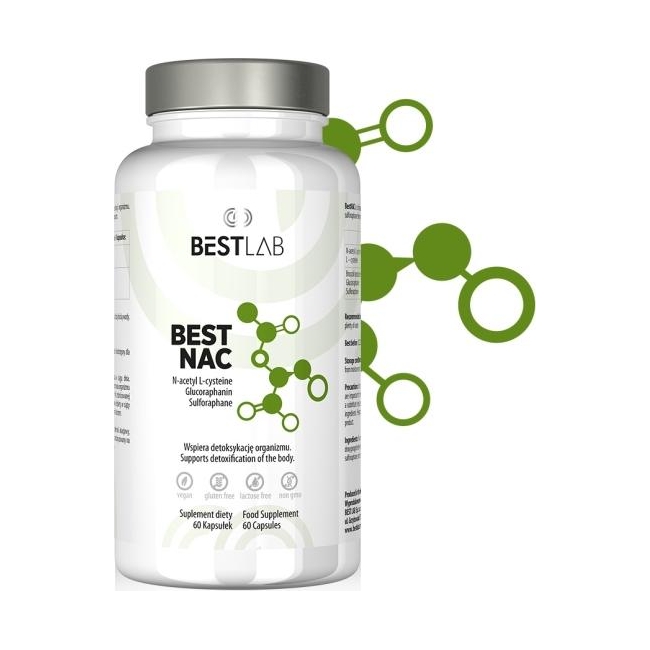 N-ацетилцистеин Bestlab BestNAC 450 мг, с экстрактом брокколи, 60 капсул