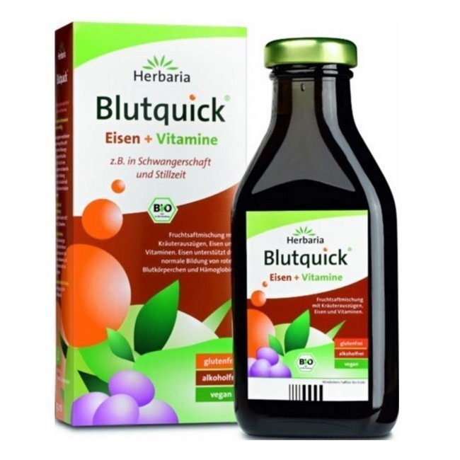 Железо Herbaria Blutquick, с витаминами C и группы B, травяной эликсир, 250 мл